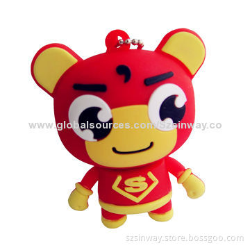 Tiger Animal Rubber Cartoon USB Flash Drive, 2 to 64GB Capacity Range